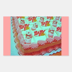 Baby Girl Cake Rechteckiger Aufkleber