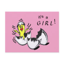 Baby GIRL Chick Cartoon Postcard