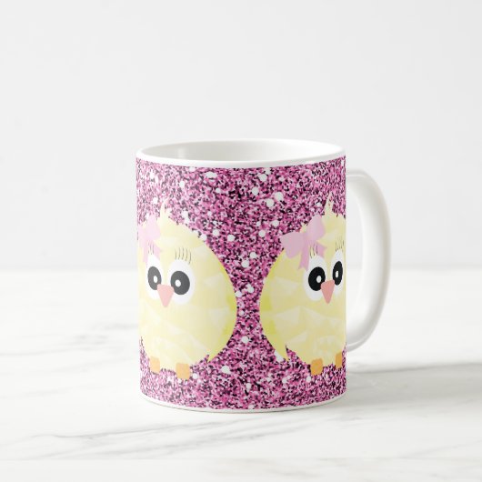 Baby Girl Chicks Pink Imitate Glitzer Kaffeetasse (VorderseiteRechts)