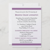 Baby Girl Christening Lila Damask Metallic Einladung (Rückseite)