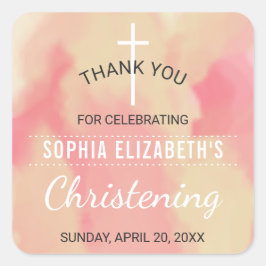 Baby Girl Christening Vielen Dank Quadratischer Aufkleber