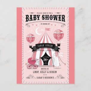 Baby Girl Circus Kinderdusche Einladung