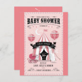 Baby Girl Circus Kinderdusche Einladung (Vorne/Hinten)