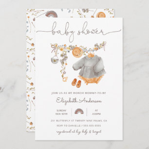 Baby Girl Clothesline Baby Dusche Einladung