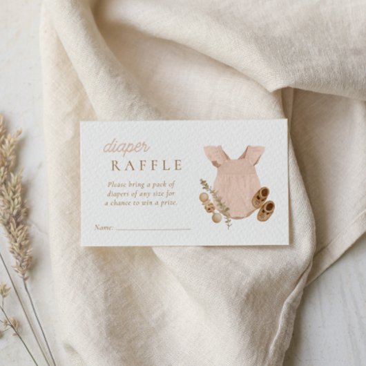 Baby Girl Clothesline Boho Diaper Raffle Begleitkarte