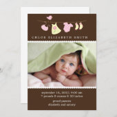 Baby Girl Clothesline Geburtsankündigungen Ankündigung (Vorne/Hinten)