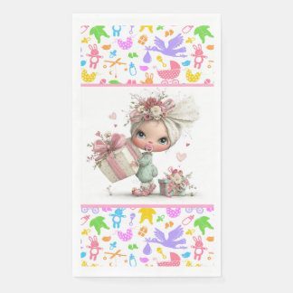 Baby Girl Colorful Baby Shower  Serviette