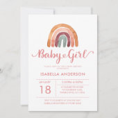 Baby Girl Cute Boho Rainbow Einladung (Vorderseite)