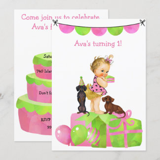 Baby Girl Dackel Party Einladung