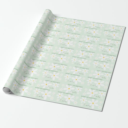 Baby Girl Daisy Blume (Mint) Geschenkpapier (Ungerollt)