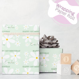 Baby Girl Daisy Blume (Mint) Geschenkpapier