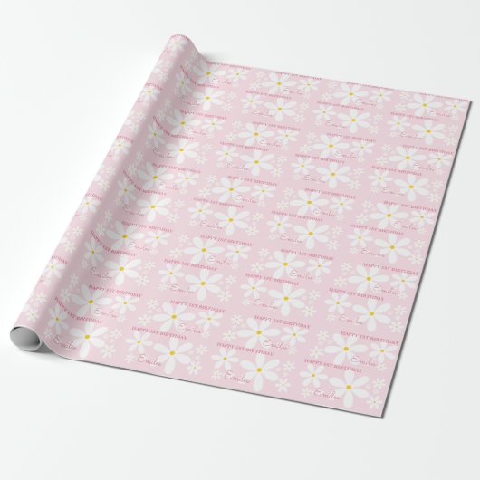 Baby Girl Daisy Blume (pink) Geschenkpapier (Ungerollt)