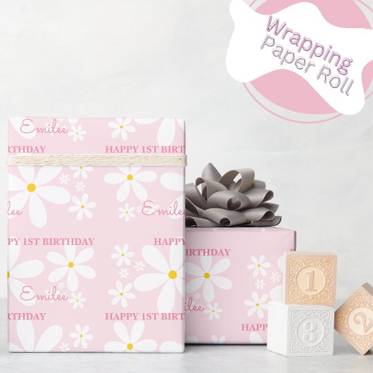 Baby Girl Daisy Blume (pink) Geschenkpapier
