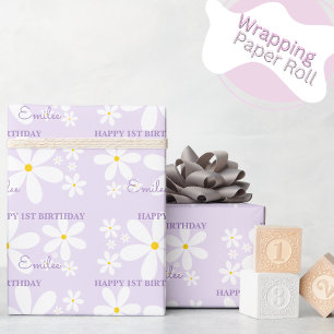 Baby Girl Daisy Flower (Lila) Geschenkpapier
