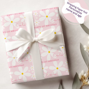 Baby Girl Daisy Flower (Rosa) Geschenkpapier