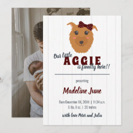 Baby Girl Dog Maroon Baby Ankündigung