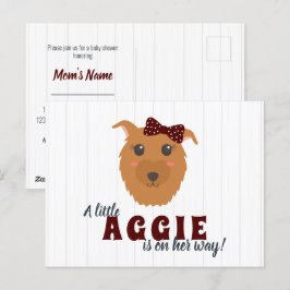 Baby Girl Dog Maroon Babydusche Einladung Postkarte