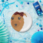 Baby Girl Dog Maroon Babydusche Pappteller (Party)