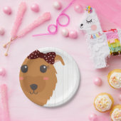 Baby Girl Dog Maroon Babydusche Pappteller (Party)