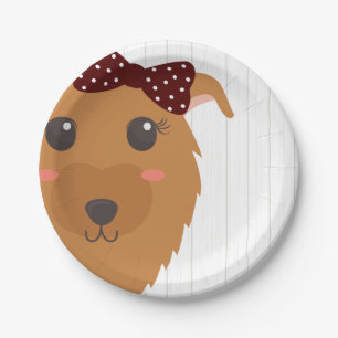 Baby Girl Dog Maroon Babydusche Pappteller