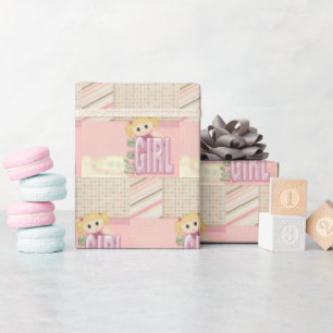 Baby Girl Doll Patchwork Quilt Geschenkpapier