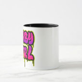 Baby Girl Dripping Word Art Spray Paint Pink Green Tasse (Zentrum)