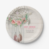 Baby Girl Dusche BOHO Floral Dream Catcher Feather Pappteller (Vorderseite)