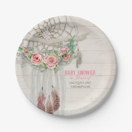 Baby Girl Dusche BOHO Floral Dream Catcher Feather Pappteller