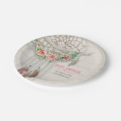 Baby Girl Dusche BOHO Floral Dream Catcher Feather Pappteller (Schrägansicht)