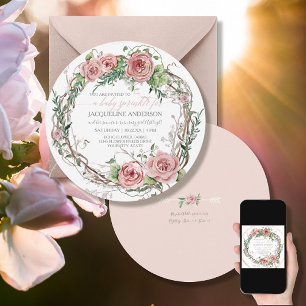 Baby Girl Dusche BOHO Wasserfarbe Blume Wreath Einladung