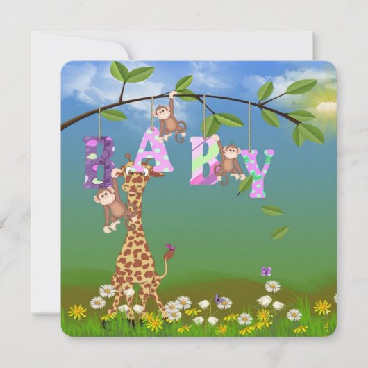 Baby Girl Dusche einladen Einladung (Vorderseite)