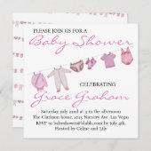 Baby Girl Dusche Einladung Kleidung on line (Vorne/Hinten)