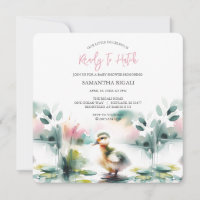 Baby Girl Dusche Einladungen Rosa Aquarellente Duc