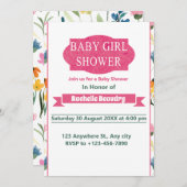 Baby Girl Dusche Kleine Wildblume Wasserfarbe Einladung (Vorne/Hinten)
