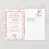 Baby Girl Dusche Koralle Pink Octopus Leben Einladungspostkarte (Rückseite)