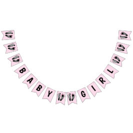 Baby Girl Dusche mit Fußabdrücken Wimpelkette