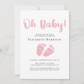 Baby Girl Dusche mit virtueller Online Option Pink Einladung (Vorderseite)