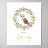 Baby Girl Dusche Name Owl Woodland Kinderzimmer Poster (Vorne)