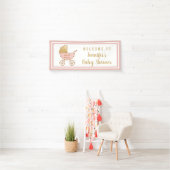 Baby Girl Dusche Pink Carriage Willkommen Banner (Insitu)