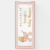 Baby Girl Dusche Pink Carriage Willkommen Banner (Vertikal)