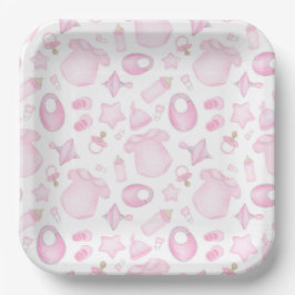 Baby Girl Dusche Pink Pappteller