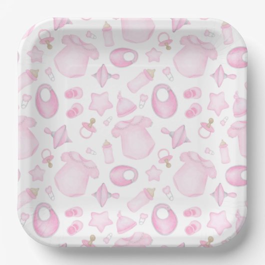 Baby Girl Dusche Pink Pappteller (Vorderseite)