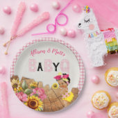 Baby Girl Dusche Pink Sonnenblume Baby Q Barbeque Pappteller (Party)