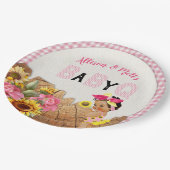 Baby Girl Dusche Pink Sonnenblume Baby Q Barbeque Pappteller (Schrägansicht)