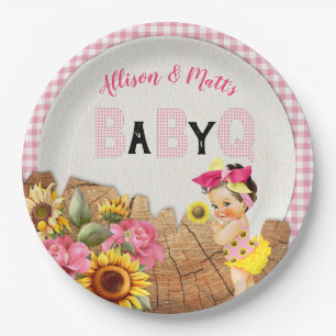 Baby Girl Dusche Pink Sonnenblume Baby Q Barbeque Pappteller