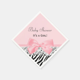 Baby Girl Dusche Rosa Band und Spitzen Zebra Print Serviette
