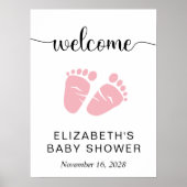 Baby Girl Dusche Rosa Feet Begrüßungszeichen Poster (Vorne)