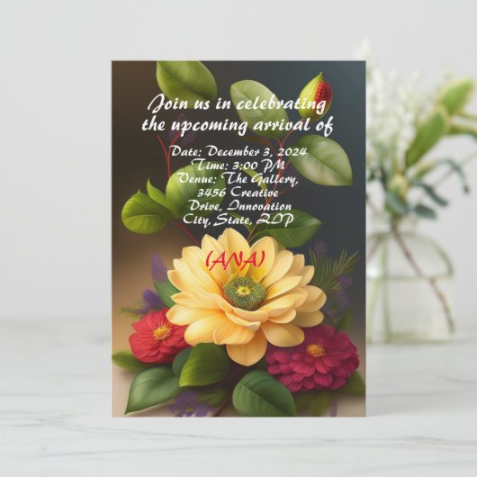 Baby Girl Duscheinladung Einladung (Stehend Vorderseite)