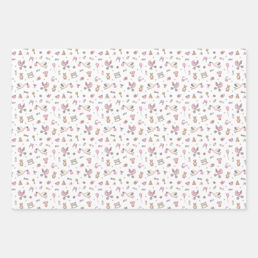 Baby Girl Duschkabine Gepäckträger Flasche Sonstig Geschenkpapier Set (Vorderseite)