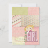 Baby Girl Duwer-doll auf Quiltedesign Einladung (Vorderseite)